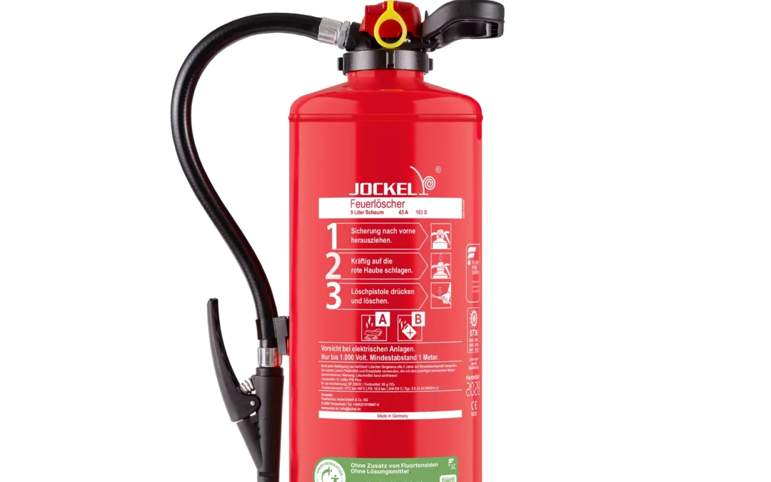 Jockel Feuerlöscher S6JX Green 2.0 FR 6 Liter, Schaumlöscher – 6 L fluorfreier Schaumlöscher für Brandklassen A & B